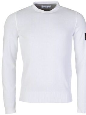 Stone Island White Crewneck Sweater for Men
